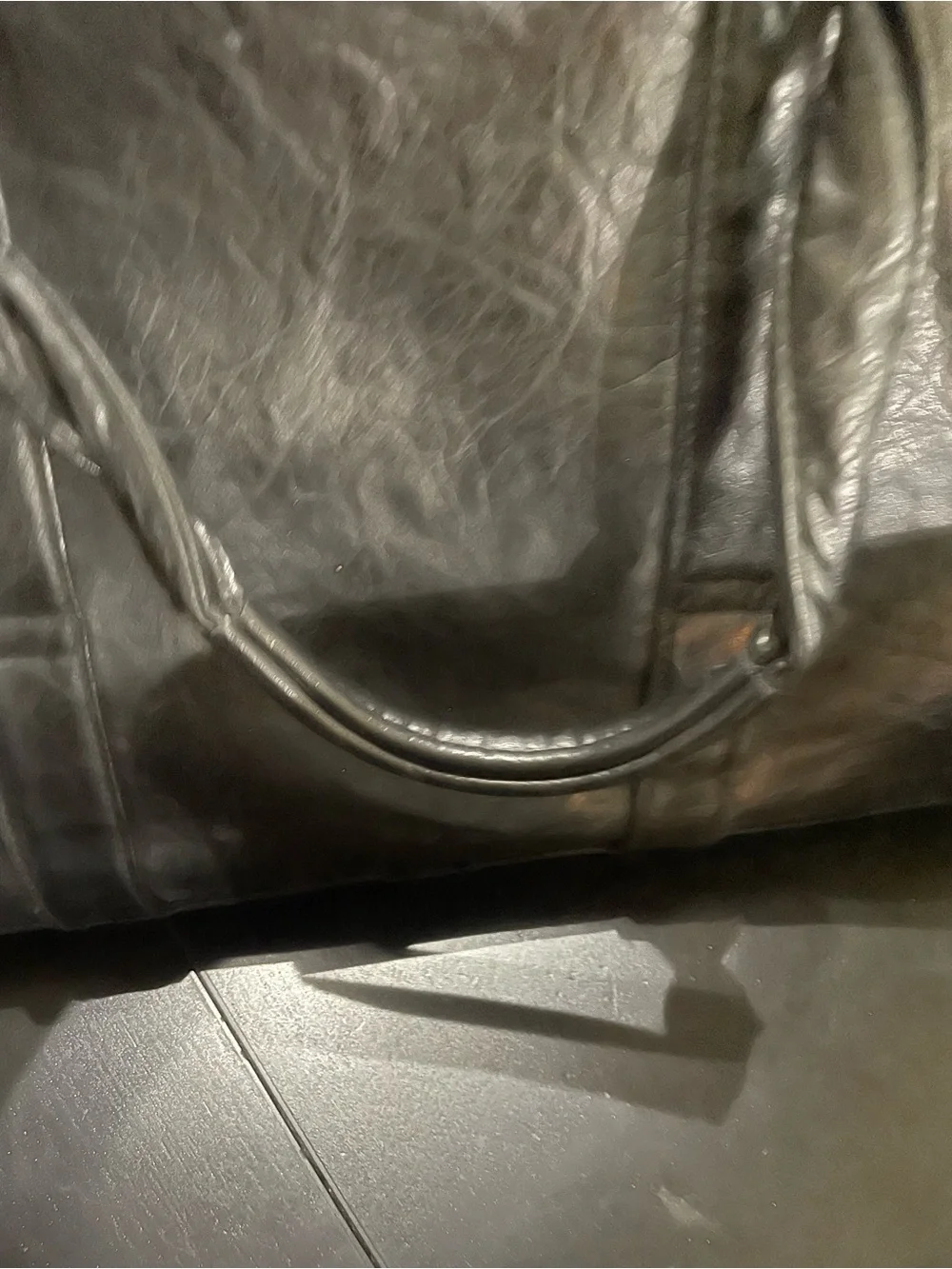 Vintage Black Leather Travel Messenger CarryOn Bag laptop computer luggage